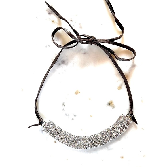 Crystal and Leather Choker - Picture 2 of 2